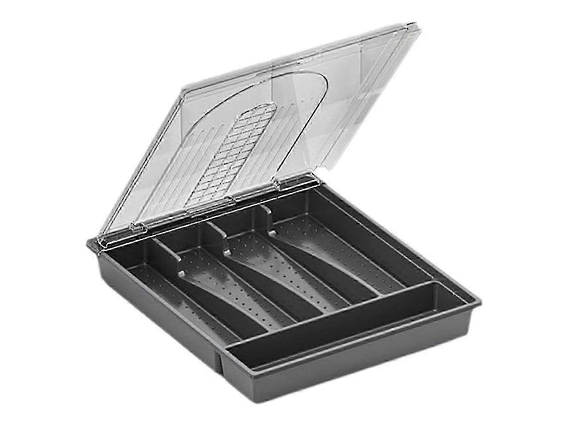 Lurelia Caixa Para Talheres, Compacto, Em Plástico, 5 Compartimentos, Para Gaveta De Cozinha, Cinzento, Uso Diário