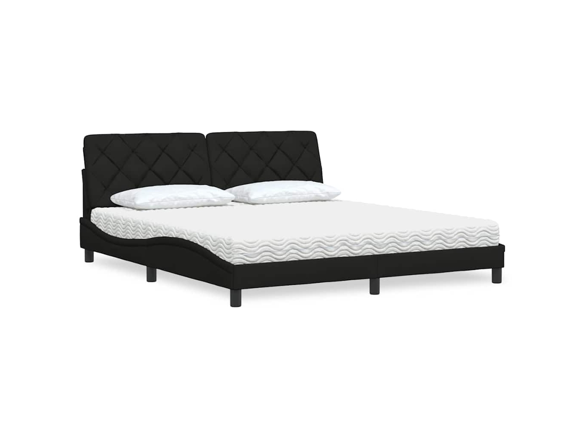 Vidaxl Cama Com Colchão 180x200 Cm Tecido Preto