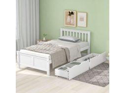 Cama Solteiro Pinho Branco 90x200 Gavetas Robusta Durável