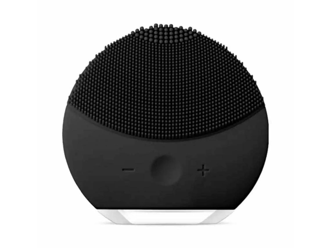Aparelho Elétrico Preto para Limpeza Facial, Ultrassónico Massajador Vibratório em Silicone. Resistente À Água Arrumação Inteligente STELASPLEN