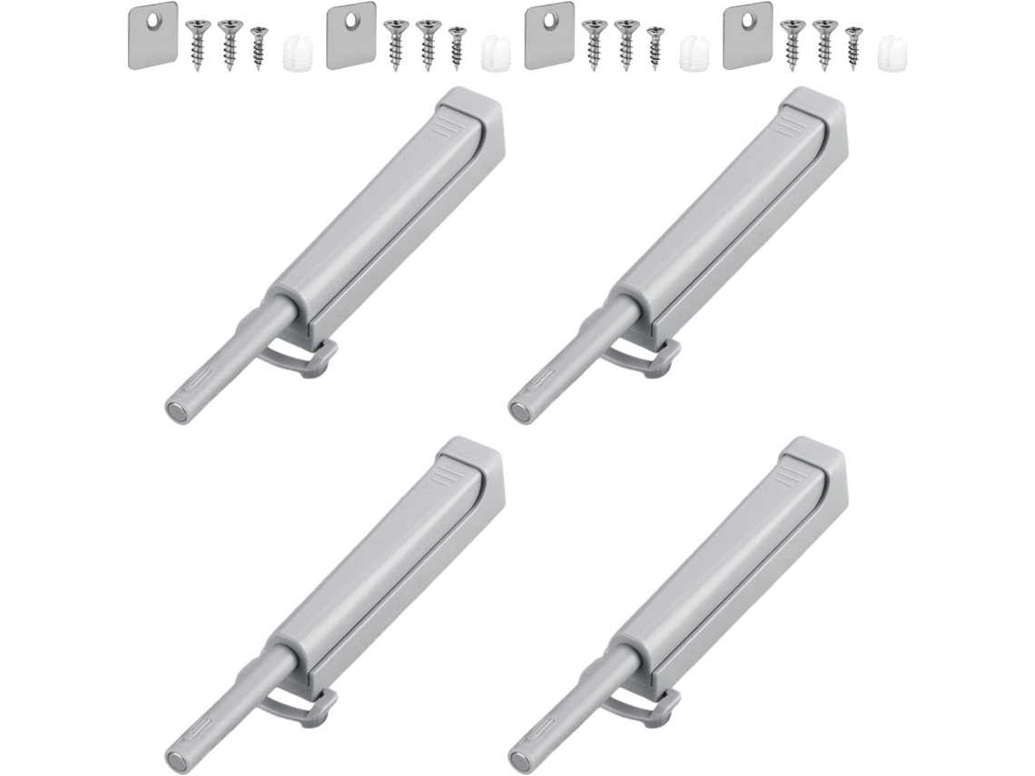 Conjunto De 4 Travas Pressão Com Mola, Em Plástico, Para Instalação Invisível, Fechamento Suave E Silencioso Em Juntas