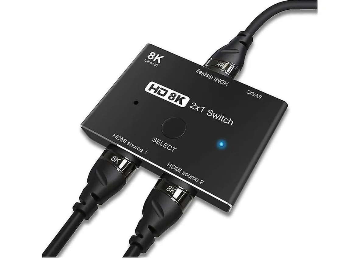 Chave Direcional Hdmi 2.1 Ultra Hd 8k De Alta Velocidade 48 Gbps 2 Em 1 Saída 8 K 60 Hz 4k 120 Divisor Conversor Compatível Com Monitores Bestvite