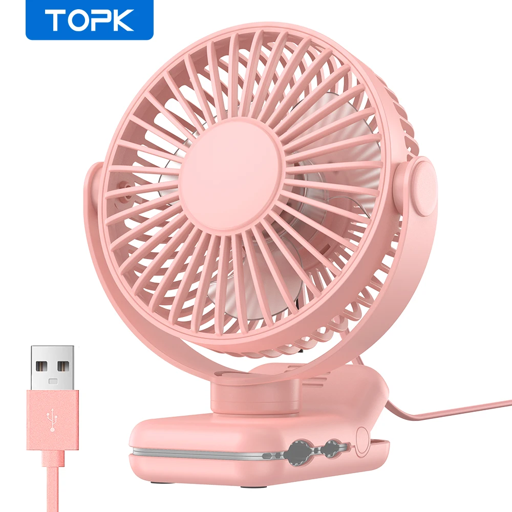 (rosa) Mini Ventilador Portátil Com Clipe, Silencioso E Com Três Velocidades De Vento