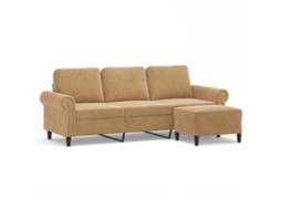 3-seater Sofa With Footstool, 3-seater Sofas With Footstools Vidaxl Marrom Veludo (n/a)