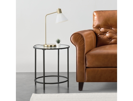 Mesa de Centro [EN.CASA] Ähtäri  (Preto - Vidro, aço sinterizado - 50 x 55 cm)