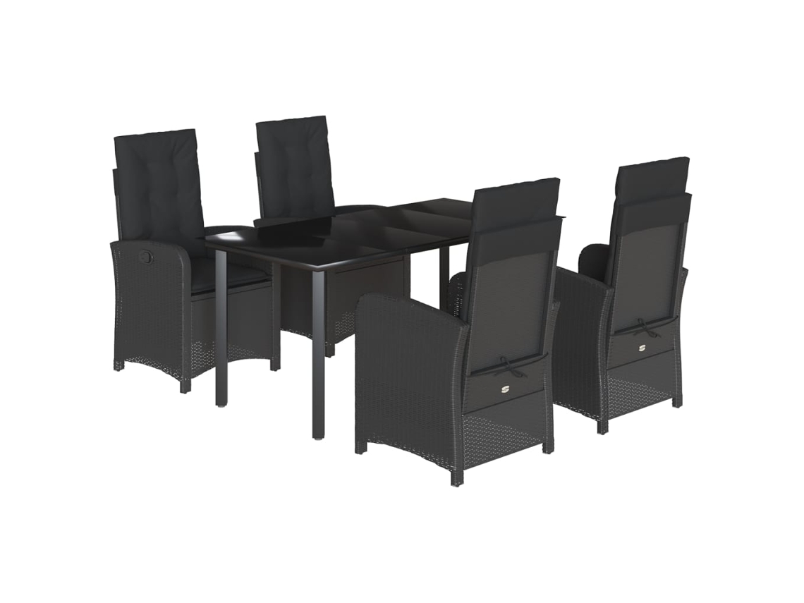 Garden Dining Set, Garden Dining Sets Vidaxl Preto Rattan / Vime (mesa Com 160 Cm De Comprimento)