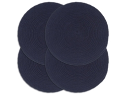 Vidaxl Individuais Mesa 4 Pcs Algodão Liso 38 Cm Redondo Azul-marinho