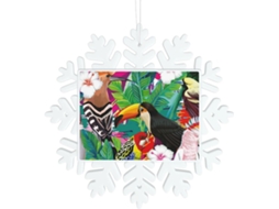 Decoração em formato de pássaro tropical e folha - Transparente - Fácil de pendurar - 14 x 14 cm