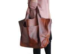 Bolsa Satchel de Couro PU, Grande, Trabalho, Transversal, Macia, Oversized S/MARCA