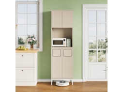 Armário Lixo 53x35x181 Cm, Compartimento Resíduos, Espaço Micro-ondas/aspirador, Branco