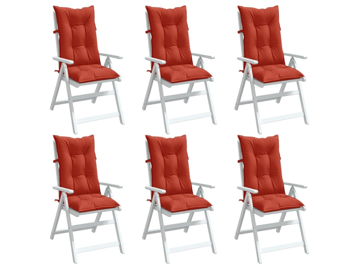 Vidaxl Almofadões Cadeiras Altas 6 Pcs Mesclado Tecido Vermelho