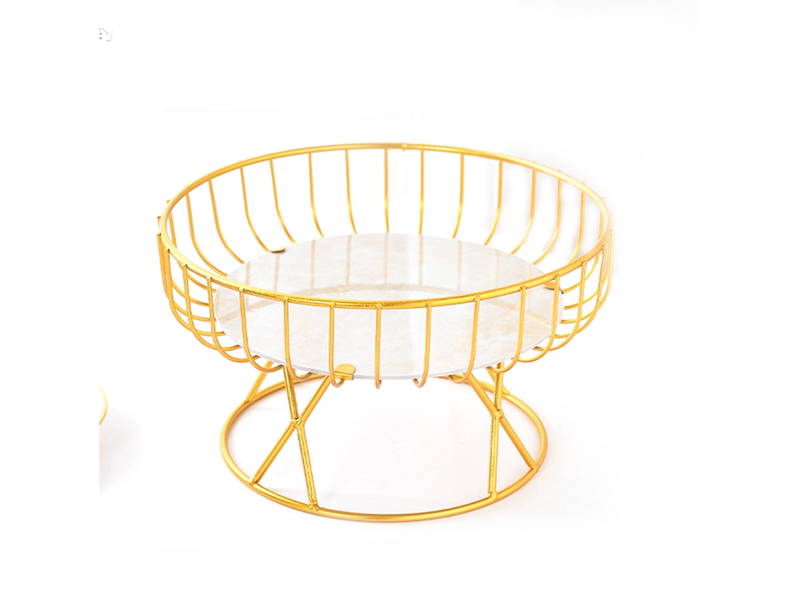 Cesta de frutas de metal de mesa com design espaçoso e ventilado para frutas e petiscos ouro grande S/MARCA