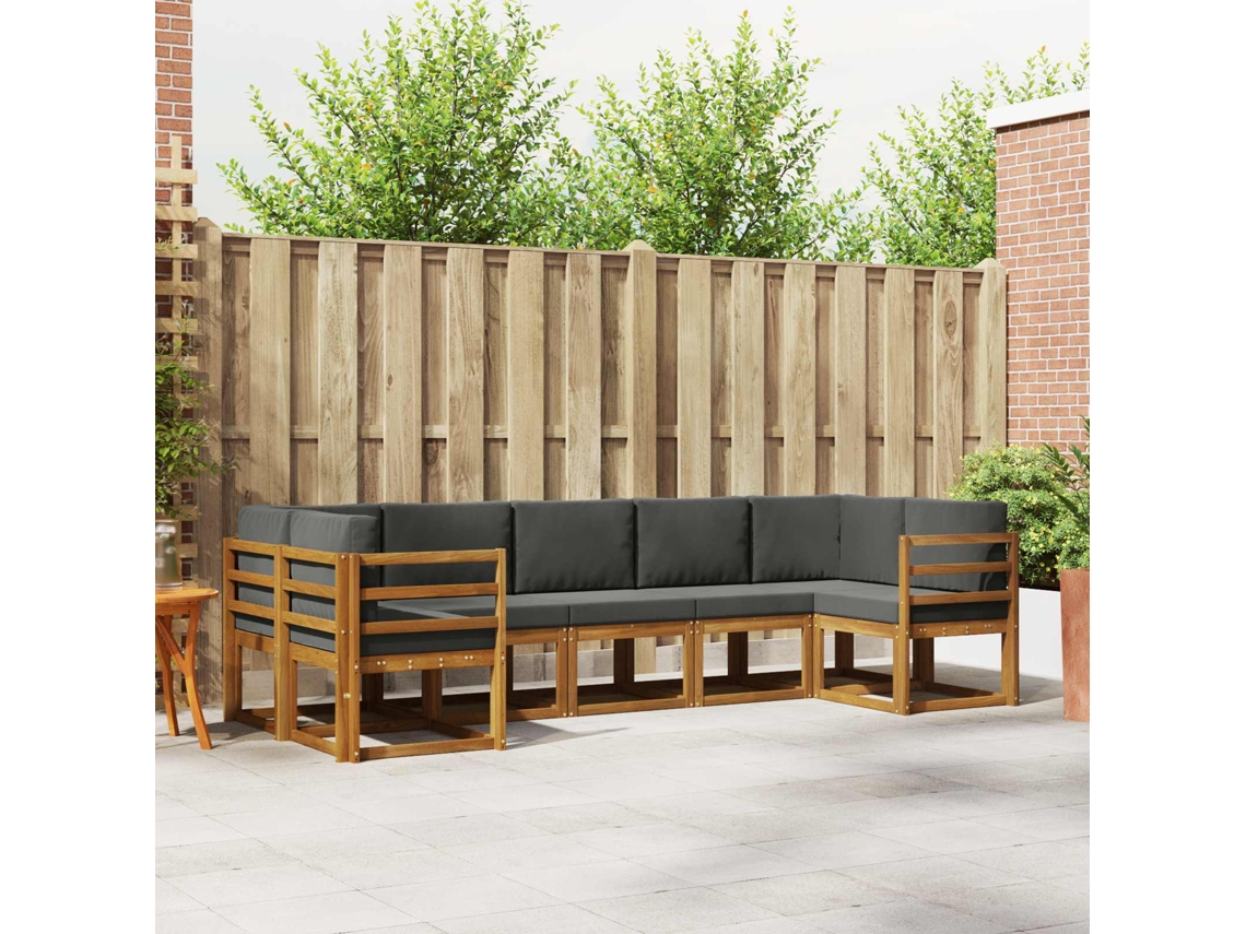 Vidaxl Conjunto De Sofás Para Exterior 7 Unid. Natural E Antracite