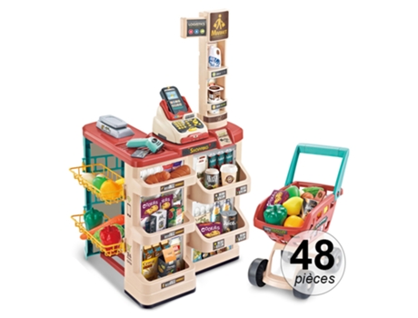 Balcão de Supermercado Infantil de 48 Peças com Efeitos de Luz e Som Multicor TECHKIDZ