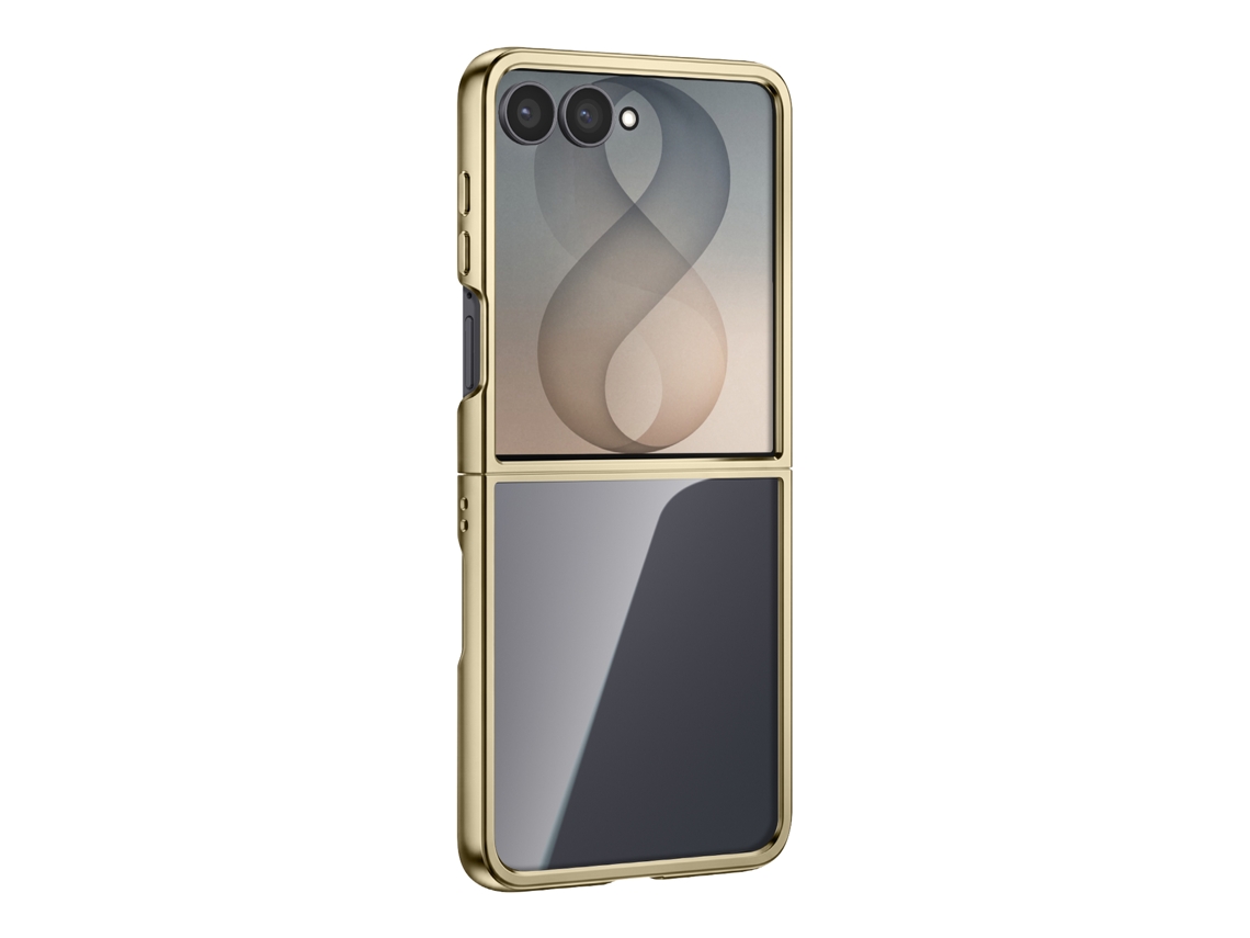 Capa Para Galaxy Z Flip 8 Articulada Com Ancoragem E Contorno Cromado