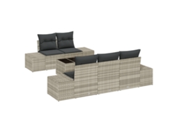 Conjunto 6 Conjunto De Sofá De Jardim Vidaxl Cinzento-claro Vime Pe (55 X 55 X 37 Cm)
