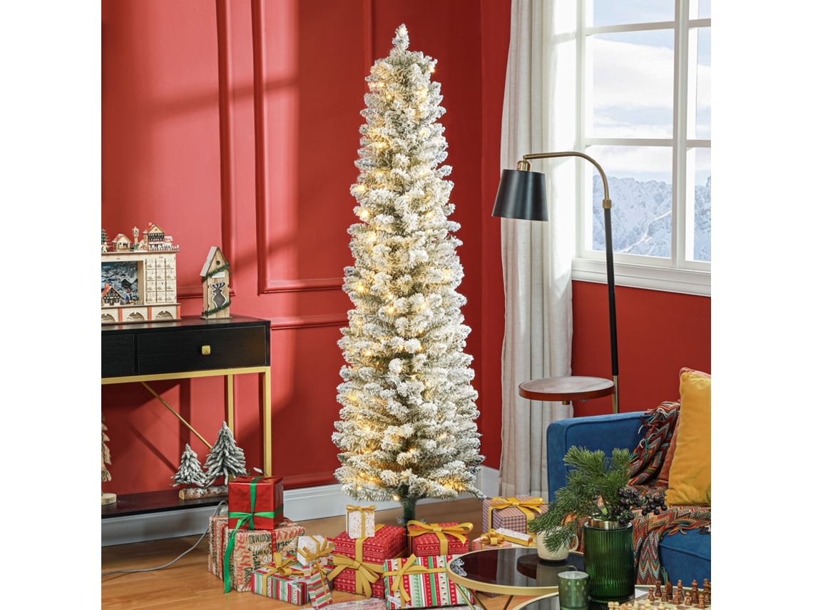 Árvore De Natal Artificial, Em Metal, Plástico, Com Iluminação Led, Cor Branco E Verde