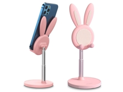 Suporte de telefone coelho bonito, compatível com iPhone, Kindle, iPad, Switch, tablets e todos os telefones (rosa) | S/MARCA