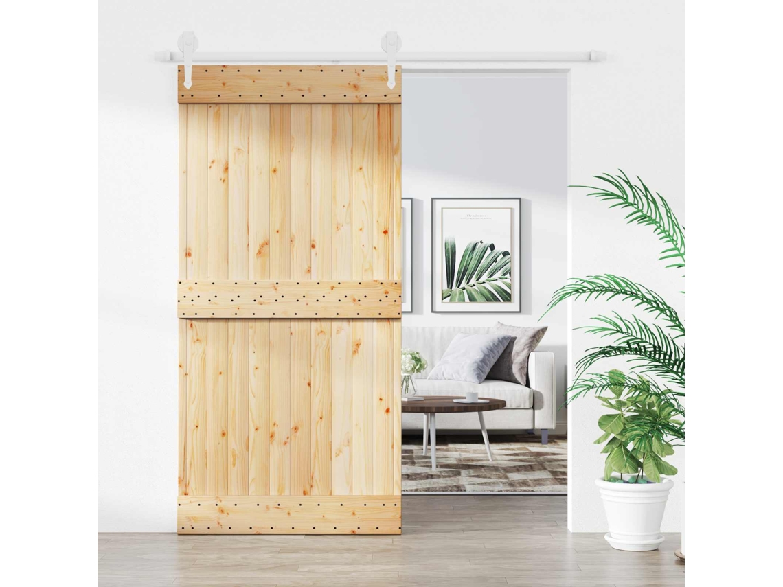 Vidaxl Porta Deslizante Natural E Branco 100 X 210 Cm