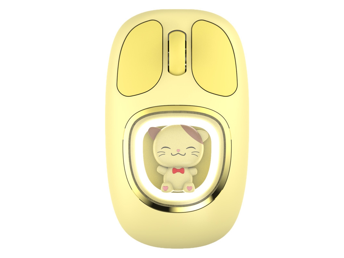 Rato Yizhood Novo 2.4g Bluetooth Tri Mode Cartoon Pet Doll Conveniência Moda Cool Office Mute Sem Fio Para Presentes Para Meninas Amarelo