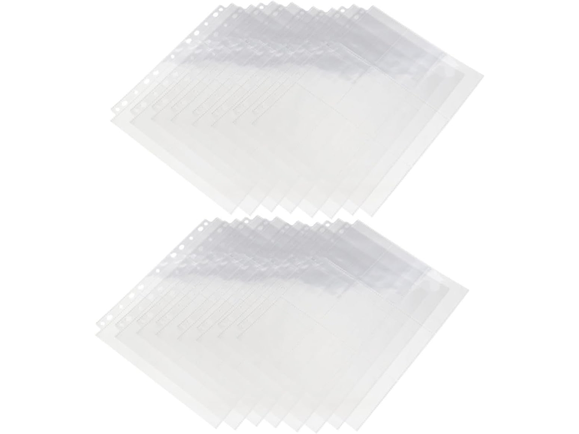 Beavorty 50 Pochettes Foto Em Plástico Transparente A4 9 Compartimentos Para Álbum Com 3 Anneaux Pages D'album