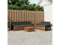 Vidaxl Conjunto De Sofás Para Exterior 6 Unid. Natural E Antracite