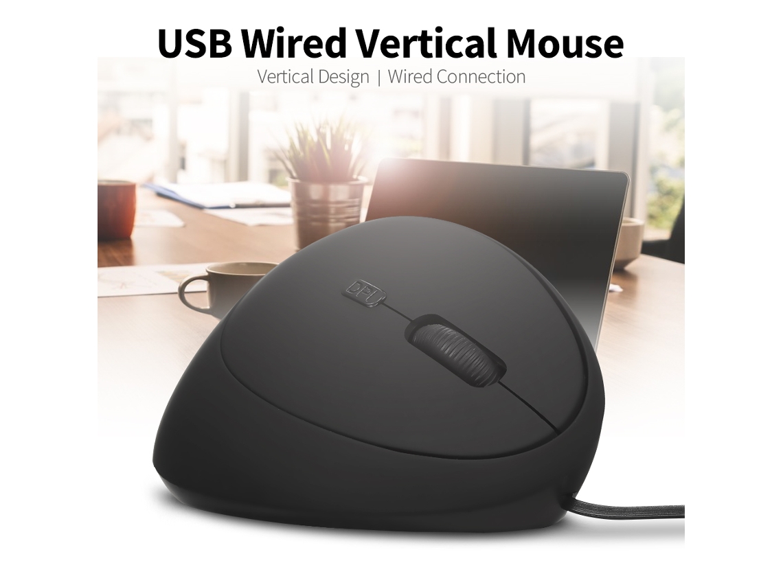 Rato Vertical Óptico Com Fio 6 Teclas Ratos Ergonômicos Para Escritório 3 Velocidades Ajustáveis Usb Plug And Play Branco