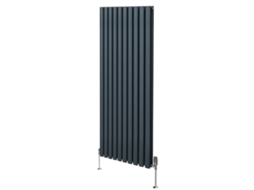 Radiador Vertical De Colunas Ovais Em Antracite 1600x600mm Em Aço Carbono Com Válvulas Termostáticas Cromadas, Elevada