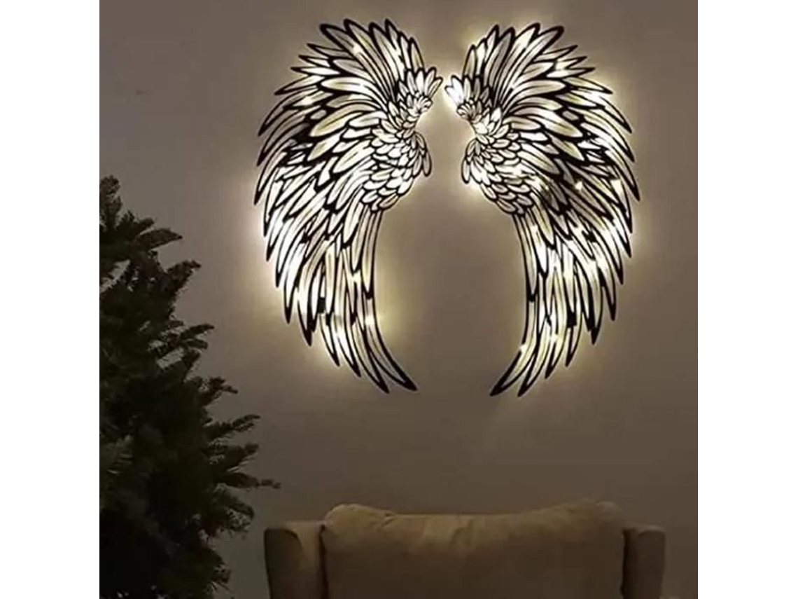 Decoração de Parede, Asas de Anjo Metálicas, Led, 46x20, 8 Cm, Luz Quente BRILVIBERA