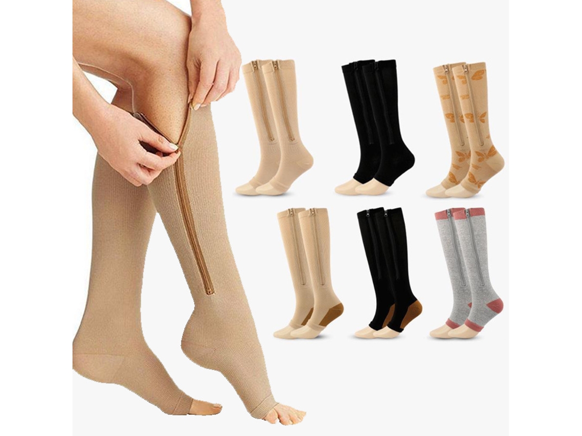6 Pares De Meias De Compressão Esportivas Com Zíper