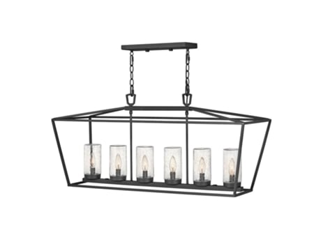 Luz de Teto Ao Ar Livre HINKLEY Qn-Alford-Place-6P-Mb Alumínio Alumínio de Alumínio Vidro de Semente Claro E14 6 Lâmpadas