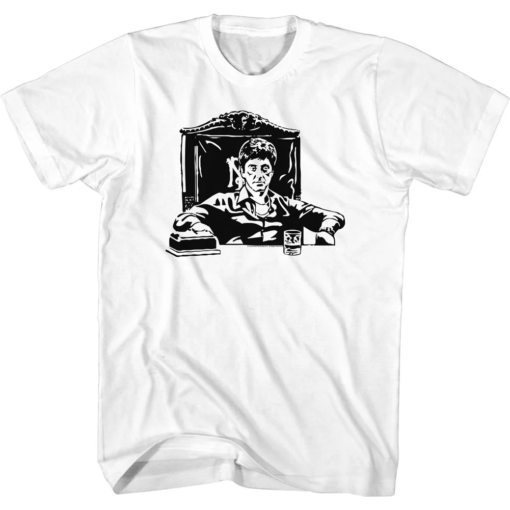 Rockinstone Scarface Movie Tonyatdesk White Adult T-shirt Size:m