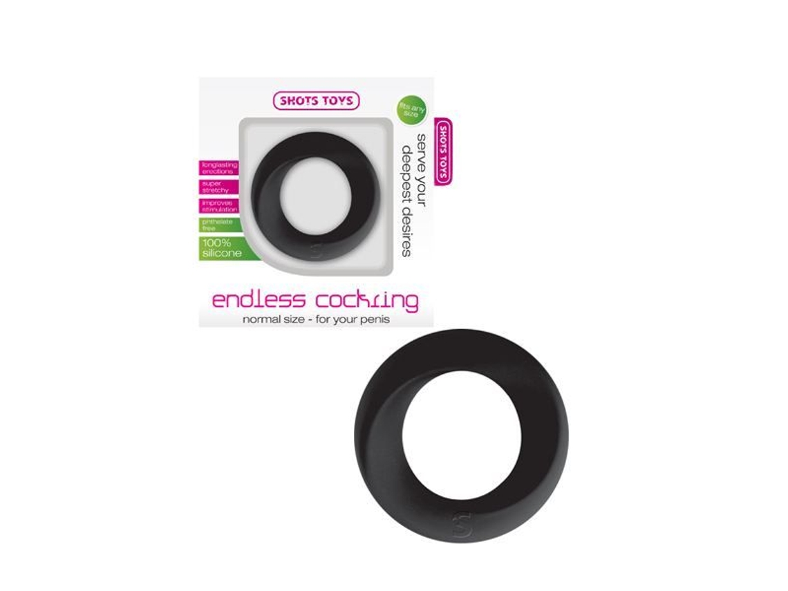 Anel Peniano De Silicone Preto - Shots Toys - Tamanho M - Para Uma Ereção Duradoura