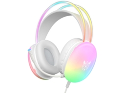 Fone Jogo C/ Microfone Rgb Rainbow Light P/ Ps4/ps5/laptop/mac Áudio 3.5mm, Som Surround Estéreo, Ajuste Automático Branco JIAPEI