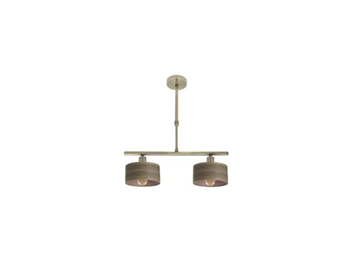Gilda Lâmpada 2xe14 Couro/madeira Escura Regx43x14 Cm Fabrilamp