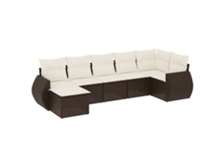 Maison Exclusive - 7 Pcs Conjunto De Sofás Jardim C/ Almofadões Vime Pe Castanho