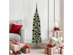 Vidaxl Árvore Slim De Natal Artificial Verde E Branco 120 Cm