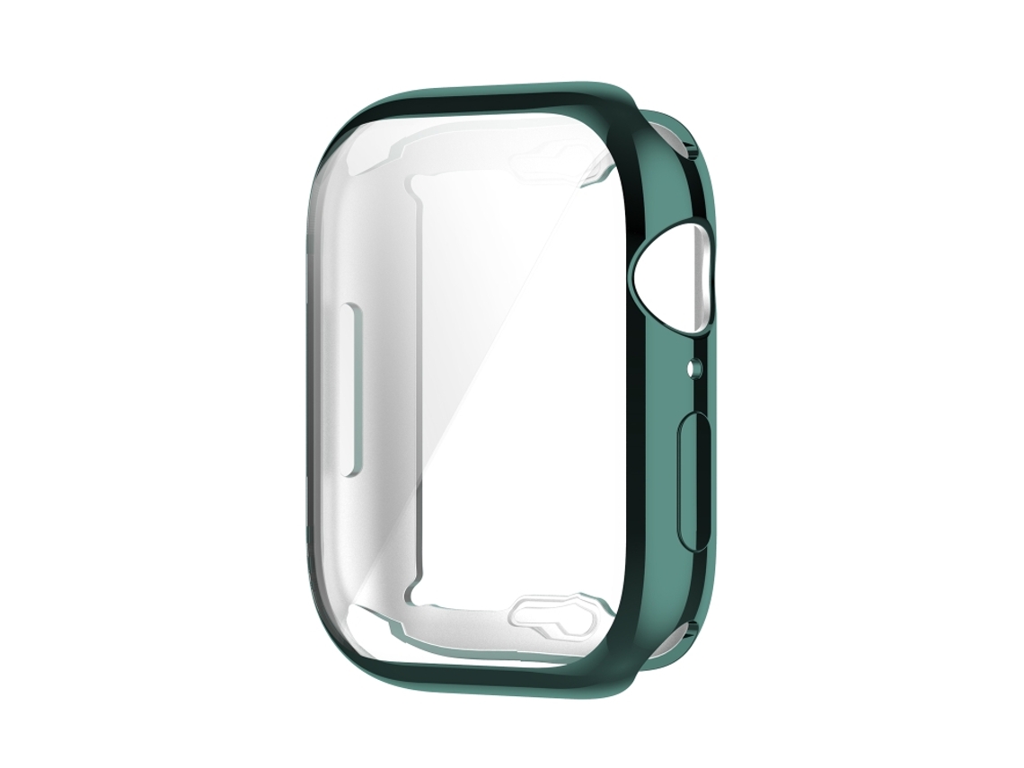 Capa Protetora Completa HALINUI TPU Transparente Antichoque com Película para Apple Watch Series 8/7 45mm Verde