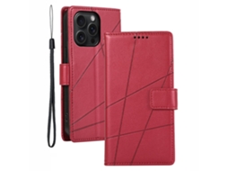 Capa Para Iphone 15 Pro Pele Sintética Vermelho