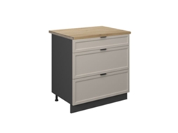 Meuble De Cozinha Fame Line, 80cm Com 3 Gavetas, Pt Carvalho, Cinza Bege, Antracite, Vicco