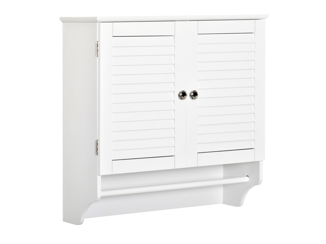 Armário Casa de Banho de Parede Mdf Cor Branco 60x23x60 cm Kleankin