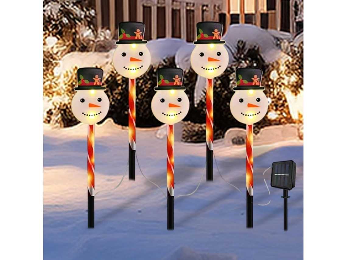 Luzes Solares de Natal Ao Ar Livre, Boneco de Neve, Estacas de Jardim ORBITRA COMMERCE
