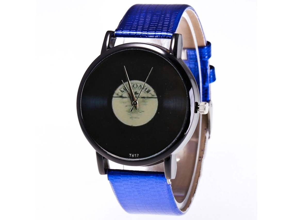 Relógio de Pulso Analógico de Quartzo para Casais com Pulseira de Couro Pu Moderno (azul)