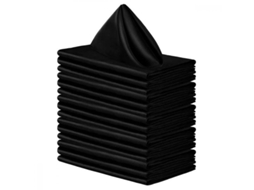 2026 16 Servilletas de Seda Cuadradas, 40x40cm, Satinada, Color Negro, para Bodas, Cenas Y Eventos Formales Negro