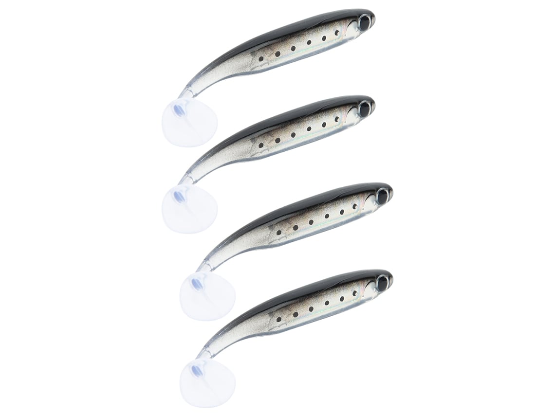Isca de Pesca Tpr 100mm Paddle T Tail Preta 4pcs
