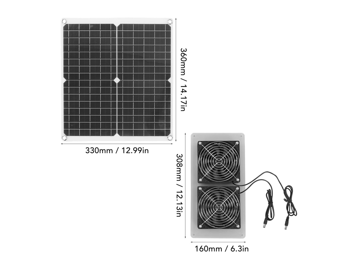 Kit De Ventilador Solar Laxiscreed Com Painéis Monocristalinos E Proteção À Prova D’água Para Uso Exterior