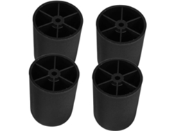 Conjunto De 4 Pés Móveis Plástico Preto 8cm Ajustáveis Para Sofá, Armários, Mesas E Suportes De Sofá