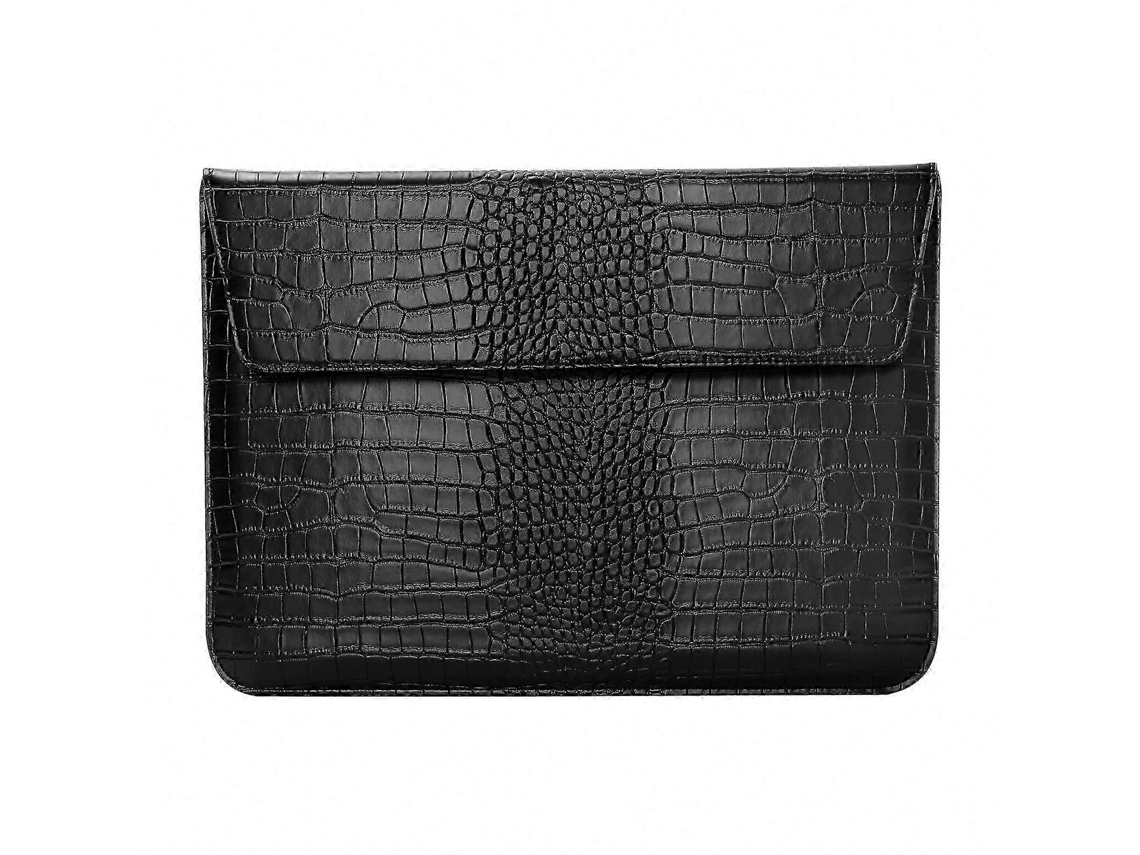 Capa Para Laptop 13 Polegadas, Pu Couro Crocodilo, Flap Case, Para Macbook Air E Pro, Preta