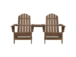 Cadeiras Jardim | Cadeira Adirondack Exterior + Mesa Centro Madeira Abeto Marrom