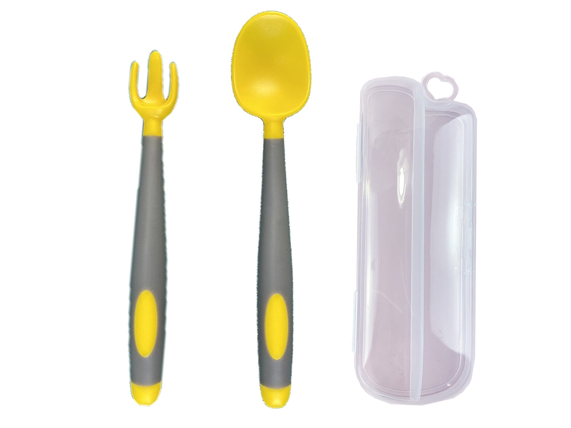 Conjunto de Utensílios para Bebês Colher e Garfo com Estojo de Viagem Resistente e Flexível NEVEANCE